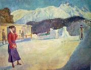 Johannes Martini Am Startplatz der Bobbahn von St. Moritz, oil painting